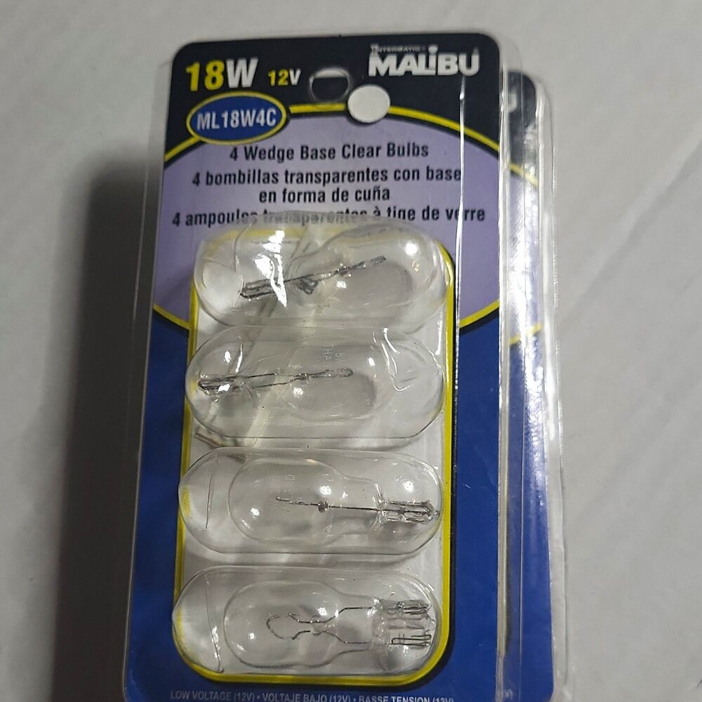 Malibu ML18W4C 12V 18W Low Voltage Wedge Base Clear Lamp Bulbs 4 Pack  lot of 2